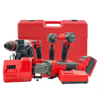 Ensemble d'outils électriques sans fil professionnel 4-en-1 bricolage maison de qualité industrielle 20V Lithium Ion alimenté par batterie en plastique boîtier rigide