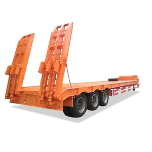 중국 3 축 로우 베드 트럭 트레일러 굴삭기 운송을위한 기계식 사다리 로우 로더 트레일러 로우 베드 트레일러