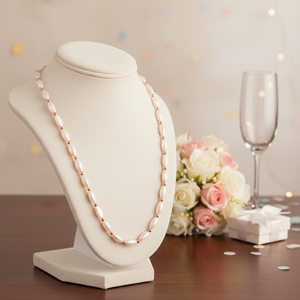 Elegante Collar Clásico de Plata de Ley 925 Chapado en Oro Rosa con Cadena de Eslabones y Múltiples Perlas, Joyería Fina para Regalo de Boda - Product Image 3