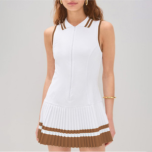 Robe de golf OEM&ODM à col polo zippé, couleur contrastante, avec short intégré, respirante, jupe plissée pour padel, badminton et tennis - Product Image 3