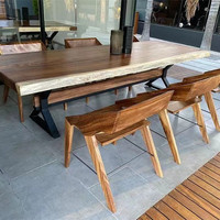 Table de salle à manger en bois massif de noyer d'Amérique du Sud, bord naturel, forme unique, plateau de luxe