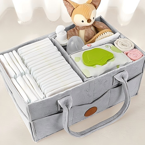 Cesta Portátil para Bebé de 15 x 9 x 7 Pulgadas, Organizador de Pañales de Fieltro para Niños y Niñas, con Asa - Product Image 3