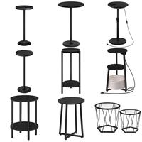 Table d'appoint ronde noire en gros, table basse circulaire noire, tables rondes pour canapé et collations pour salon