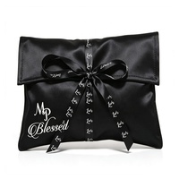 Pochette de rangement pour bijoux en satin de luxe personnalisée avec nœud papillon, sac de voyage pliable portable en soie douce, sac de rangement pour perruques et cheveux