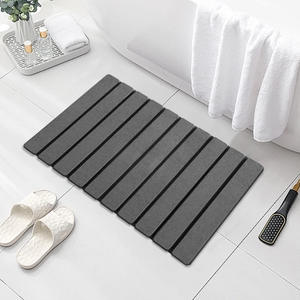 Alfombra de baño de tierra diatomeas, rectangular, gris oscuro, antideslizante, a rayas, para cocina y baño, lavable a máquina - Product Image 2