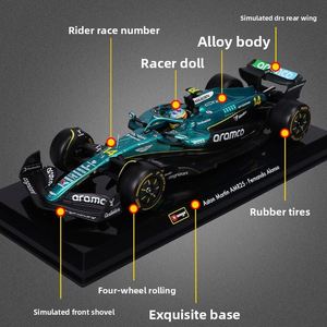 <span class=keywords><strong>Bburago</strong></span> <span class=keywords><strong>1</strong></span> 24 Aston Martin AMR25 <span class=keywords><strong>F1</strong></span> Voiture de course en métal moulé sous pression, modèle de collection, ornement dans une boîte colorée - Product Image 4