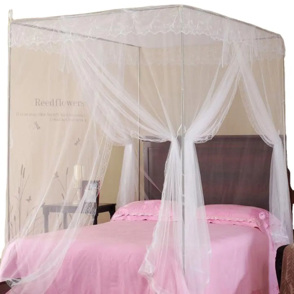 Atacado Quadrado de Poliéster cama de casal queen size meninas românticas quarto cama Pendurado mosquiteiro