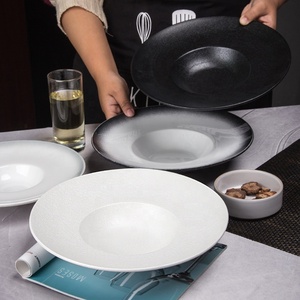 Piatti da Ristorante in Porcellana Ecologica da 11 Pollici, MOQ 1, Piatto da Zuppa Bianco e Nero, Stoviglie Moderne, Piatto per Spaghetti - Product Image 3