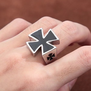yunnique <b>Titanium</b> Steel German Iron Cross <b>Ring</b> Men's Retro Geometric Shape Jewelry Gift Size Us - Product Image 3