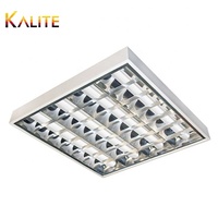 Grille de lampe prismatique T8 pour tube LED, luminaire avec grille pour tube LED, 4x18w, opale/prismatique, montage en grille