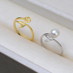 Anillo de Plata S925 con Diseño de Sirena Abierta, Cola de Pez, Perla 6-9, Accesorios para DIY, Base Vacía, 12 Componentes para Joyería - Product Image 2