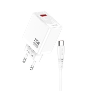 Cargador USB-C Jokade de 20W con cable blanco, adaptador de carga rápida para teléfonos y tabletas - Product Image 1