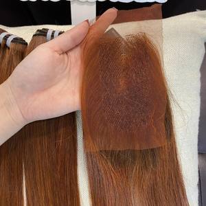 100% cabello humano vietnamita Bone Straight Bundles ombre color naranja con cierre extensiones de cabello vietnamita crudo - Product Image 3