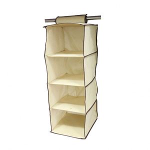 Home Storage Organizer Fabric Foldable <b>Box</b> on Door Non-woven 4 Cells Hanging Shelf Organizer for <b>Clothes</b> - Product Image 2