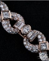 Chaîne cubaine hip-hop en or 9K-18K sur mesure |   Diamants de laboratoire à taille mixte (liens en forme de trèfle/carré/baguette)