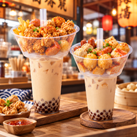 Gobelets à collation en PP avec logo personnalisé, 500 ml et 700 ml, avec couvercle, pour frites, jus, sodas, milkshakes, et street food