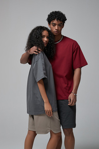 T-shirt da uomo oversize in cotone 230GSM, taglie forti 3XL-5XL, effetto lavato, per palestra, personalizzabile con etichetta interna, senza stampa - Product Image 2