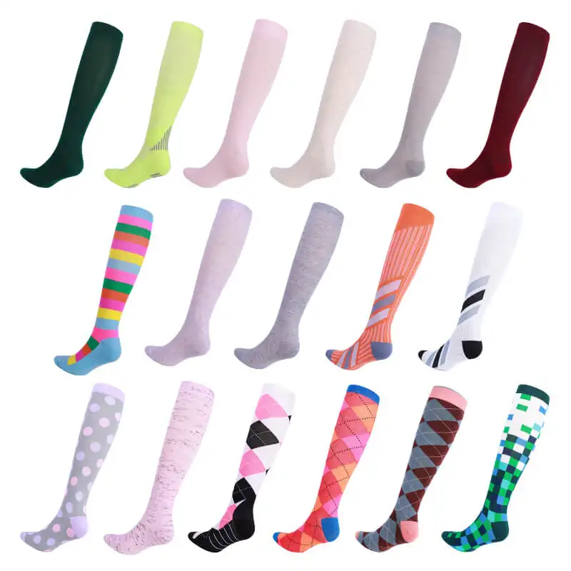 Zhongzhi Custom Sports Men's Compression Socks colorful women medical nurse knee high compression socks