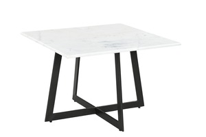 Table basse carrée Nova Offre Spéciale avec dessus en marbre blanc et base en fer pour bureau à domicile, café, restaurant, hôtel, disponible à la vente - Product Image 2