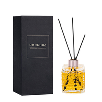 Flacon diffuseur de parfum en verre noir carré haut de gamme de 200 ml avec emballage de luxe pour les marques de parfums