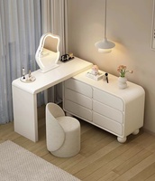 Table de toilette moderne avec plateau en verre blanc, design unique et simple, flottante, avec panneau en bois et miroir éclairé, meubles Target
