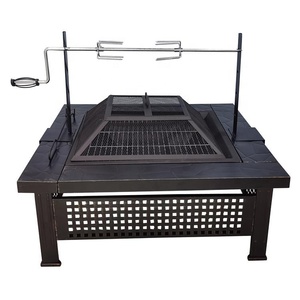 Gran oferta 4 en 1, mesa de pozo de fuego multifuncional, Patio al aire libre, jardín, pozo de fuego de Metal con parrilla para barbacoa, estante para asar pollo, fuego B - Product Image 1