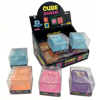 Cube de puzzle en PU/polyuréthane à paillettes douces, gel transparent avec particules scintillantes pour jeu sensoriel, soulagement du stress, jouet anti-stress unisexe 14+