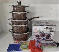 Nouvel ensemble de 21 ustensiles de cuisine carrés en aluminium avec poêle antiadhésive et revêtement granit, batterie de casseroles et kit d'outils de cuisine – Vente en gros
