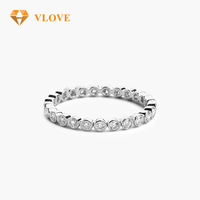 VLOVE Bague artisanale de bijoux au design personnalisé Bague d'éternité ronde en diamant taillé en brillant avec lunette en or 14 carats