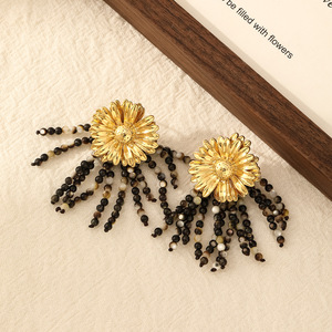 Nouvelle conception de boucles d'oreilles en pierres naturelles colorées et en coquillages, comme des bijoux fins - Product Image 4