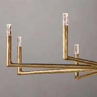 Lustre de salon minimaliste de style américain en cuivre massif et cristal doré, suspension de salle à manger de luxe inspirée des designers