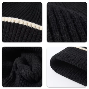 Bonnets en laine mérinos personnalisés de haute qualité avec broderie de lettres et logo, unisexes, pour l'hiver, en laine côtelée - Product Image 2