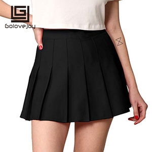 GOLOVEJOY 2023 Jupe plissée taille haute d'été pour femmes couleurs bonbons <span class=keywords><strong>Mini</strong></span> A-line couture bouton ourlet pour filles - Product Image 1