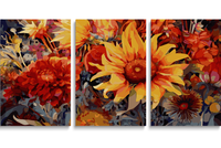 Pintura por Números de 3 Paneles para Adultos, Kit de Pintura al Óleo Digital DIY de 3 Piezas con Paisaje de Girasoles Brillantes, para Regalo