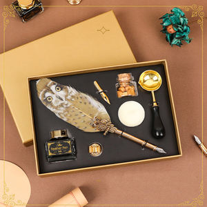 Rétro Calligraphie Quill Owl <span class=keywords><strong>Plume</strong></span> Dip Pen avec <span class=keywords><strong>Plume</strong></span> Cire Sceau Timbre Peinture Brosse Script Régulier Écriture Outils Ensemble - Product Image 2