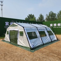 Abri de camping tactique modulaire personnalisé en forme de A pour 10 à 15 personnes, tente de style militaire, vert/camouflage
