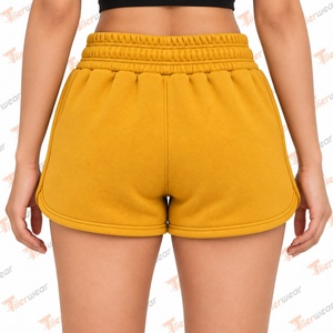Tiierwear <b>Women's</b> High Waist Breathable Fleece <b>Sweat</b> <b>Shorts</b> with Drawstring and Pockets Plain Dyed Solid Color Casual Yellow - Product Image 4