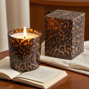 Vente en gros de pots à bougies en verre à large ouverture, à motif léopard, écologiques, vides, avec couvercle, pour la fabrication de bougies - Product Image 5