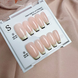 Faux ongles français faits à la main, courts, en amande, en acrylique, fournisseur en gros - Product Image 4