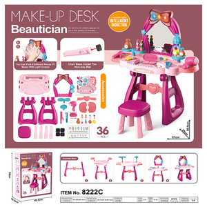 Dropshipping Shopify Girls Pretend Play Makeup Vanity <b>Table</b> <b>Set</b> Beauty Cosmetic Toy Birthday Gift - Product Image 4