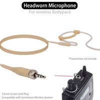 Microphone beige à fixation sur tête, à une seule oreille, pour Shure Sennheiser AKG MiPro Audio Technica 4Pin TA4F 3Pin TA3F 3.5mm