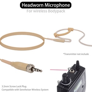Micrófono de diadema beige de una sola oreja para Shure, <span class=keywords><strong>Sennheiser</strong></span>, <span class=keywords><strong>AKG</strong></span>, MiPro, Audio Technica, 4 pines TA4F, 3 pines TA3F, 3.5mm - Product Image 4
