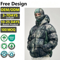 Veste d'hiver pour homme à capuche, imprimé camouflage, coupe ample, style streetwear, coupe-vent, épaisse, pour l'extérieur