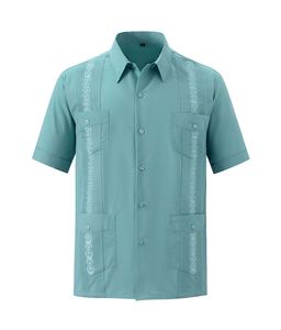 <span class=keywords><strong>Camisa</strong></span> <span class=keywords><strong>Guayabera</strong></span> de <span class=keywords><strong>Manga</strong></span> <span class=keywords><strong>Corta</strong></span> con Cuello Cubano, Talla Grande, Personalizada con Logotipo, Nueva Moda 2026 para Hombre - Product Image 4