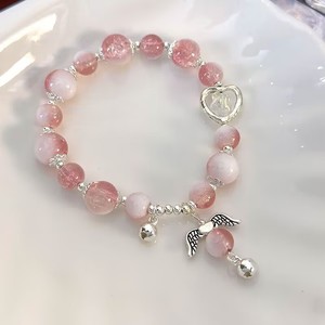 Bracelet en perles de cristal à double explosion de couleur petite taille avec motif papillon, fleur et ange, pour femme, décoration de la main, cadeau pour petite amie - Product Image 2