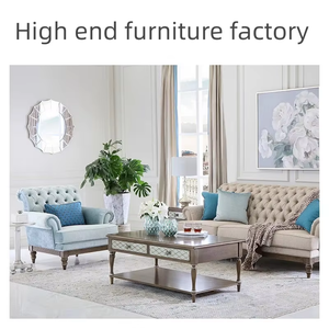 सबसे अच्छी बिक्री कस्टम फ्रेंच ठोस लकड़ी लिविंग रूम फर्नीचर मॉडल रूम 3-सीट सोफे घुमावदार आर्मरेस्ट के साथ - Product Image 4