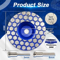 Disque de meulage diamanté miniature de 45 mm pour le polissage et la finition des carreaux de céramique et de porcelaine, outil abrasif durable, grain 60/70
