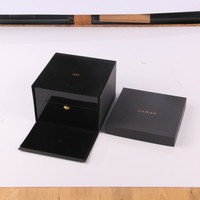 Boîte à montre carrée en bois de luxe personnalisée avec rangement anti-poussière écologique, emballage cadeau noir pour présentation de montre