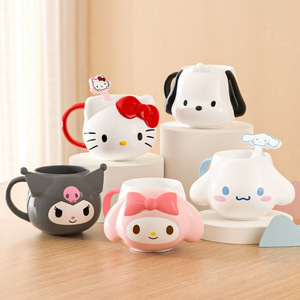 In Vendita Tazza Kawaii Hallokitty Rossa per Bambini Simpatico Cartone Animato in Ceramica a Rilievo Sanrio Borraccia Trasparente per Acqua - Product Image 4