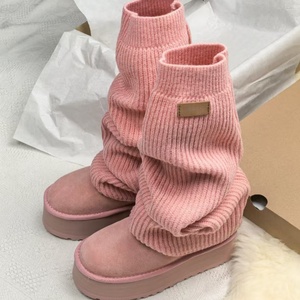 Botas de Nieve de Diseño Novedoso, Cómodas y Cálidas, con Calcetines Largos y Forro de Algodón, Zapatillas de Moda para Mujer, Color Rosa, Estilo Chunky - Product Image 3